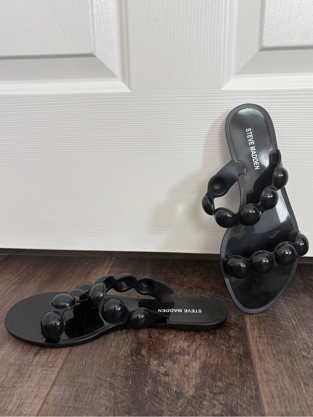 Steve Madden Black Bubble Strap Slide Sandals NWOT